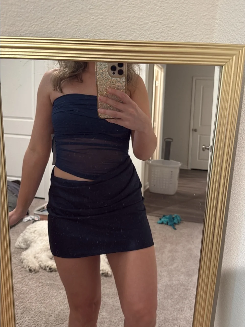 Princess Polly Navy Blue Strapless Mini Dress - Picture 1 of 2